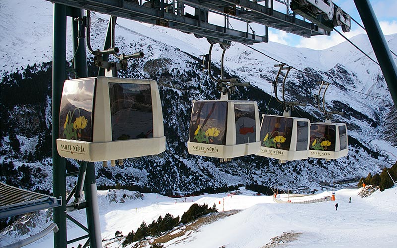 guide tourism winter sports resort nuria valley ski tracks cable way 