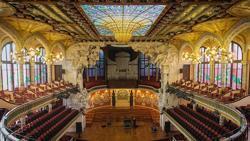  The Palau de la Musica Catalana, a great modernist work designed by the architect Lluís Domènech i Montaner, a perl of the architectural and cultural heritage of Barcelona 